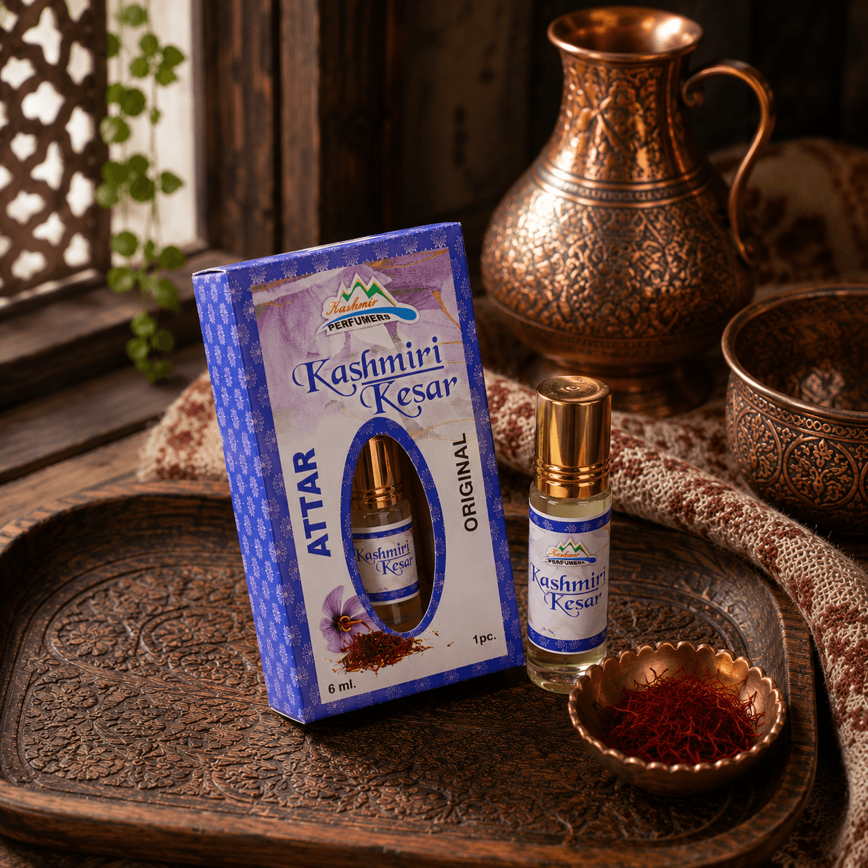 Kashmiri Kesar Attar — Alcohol-Free Saffron Perfume Oil, 10ml
